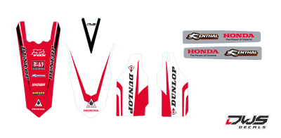 Complete stickerset Honda CRf 450 R XR 2017 Decals dekor design graphics aufklebe stickerset nummerset dws mx model 1 Honda factory look 2017 graphic rear fender front fender forkprotectors fluor yellow kabelgeschutzer kot flugel neon