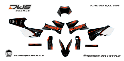 Complete stickerset KTM EXC F 125 250 350 450 500 2013 2014 2015 2016 Model 2Decals dekor design graphics aufklebe stickerset nummerset dws mx model 4 graphix