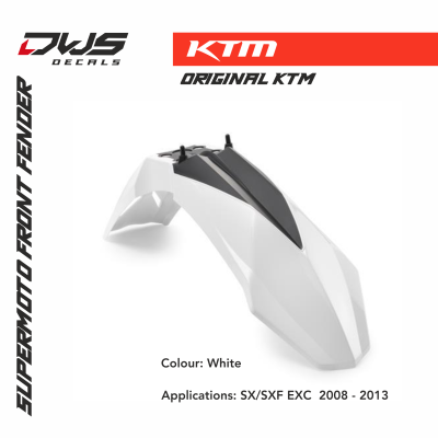 KTM Supermoto front fender original plastics 2008 2009 2010 2011 2012 2013 dws decals kotflugel voorspatbord