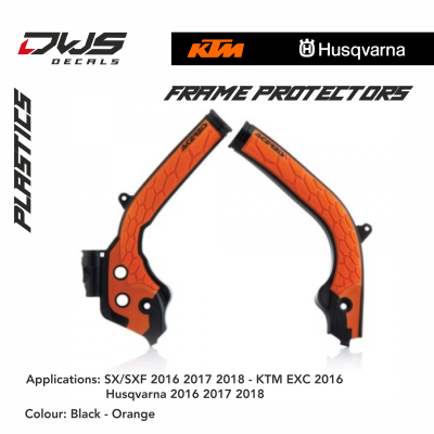 Frame protectors ktm acerbis 2011 2012 2013 2014 2015 orange black like smf fool one dws decals