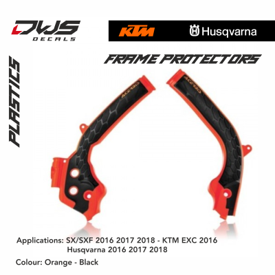 Frame protectors ktm acerbis 2011 2012 2013 2014 2015 orange black like smf fool one dws decals