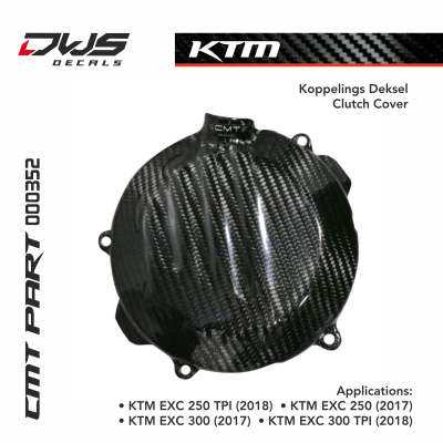 KTM Carbon clutch cover koppelingdeksel cmt carbon parts carbonnen dws decals exc 2017 2018 250 tpi