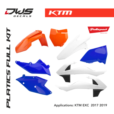 EXC KTM OEM plastic six days polisport 2017 2018 2019 dws decals front fender numberplate side panels rear fender