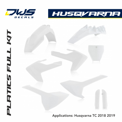 Husqvarna Plastics TC 85 2018 2019  acerbis white dws decals front fender radiatorscoops rear fender forkprotectors side panels plastic kit mx cross