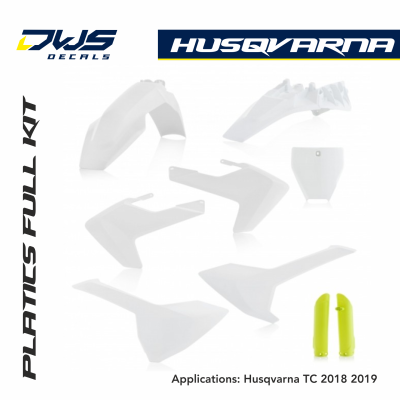 Husqvarna Plastics TC 85 2018 2019 acerbis white dws decals front fender radiatorscoops rear fender forkprotectors side panels plastic kit mx cross standaard 18 replica
