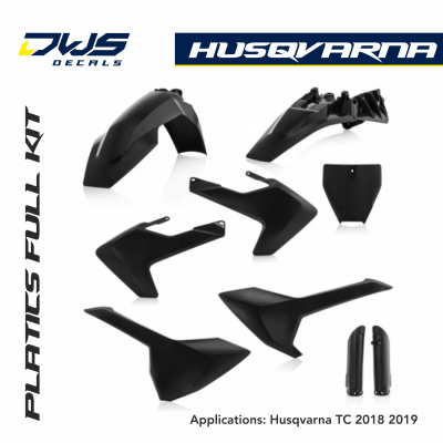 Husqvarna Plastics TC 85 2018 2019 acerbis white dws decals front fender radiatorscoops rear fender forkprotectors side panels plastic kit mx cross black schwarz zwart 
