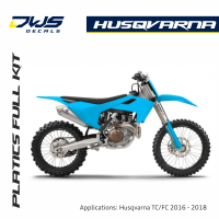 Husqvarna Plastics TC 125 FC 250 350 450 FS 450 2016 2017 2018 acerbis teal dws decals front fender rear fender forkprotectors side panels kotflugel radiator scoops gabelschutzer voorpöot beschermers nummerplaten voorspatbord new nieuw light blue lic