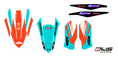 Trimset KTM SX SXF 125 250 350 450 2019 DWS decals  rear fender fork protectors swingarm front fender mx decals dws decals stickers