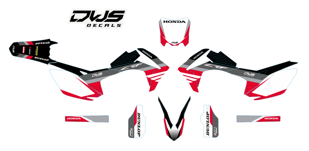 Complete stickerset decalset  Honda CRF 450 2013 2014 2015 2016 Honda CRF 250 2014 2015 2016 2017 Model 8  fork cover graphics decals rear fender front fender dws decals Decals dekor design graphics aufklebe stickerset nummerset dws mx model 9 Honda facto