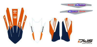 Trimset KTM SX SXF 125 250 350 450 2019 DWS decals rear fender fork protectors swingarm front fender mx decals dws decals stickers 2020