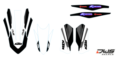 Trimset KTM SX SXF 125 250 350 450 2019 DWS decals rear fender fork protectors swingarm front fender mx decals dws decals stickers kotflugel gabelschutzer voorspatbord achterspatbord voorpootbeschermers achterbrug stickers 2020