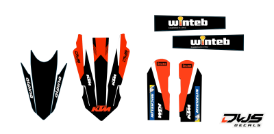 KTM SX 125 SX 250 SX-F 250 SX-F 350 SX-F 450 2016 blue-orange blauw -oranje DECALS DEKOR DESIGN GRAPHICS AUFKLEBE STICKERSET NUMMERSET DWS MX