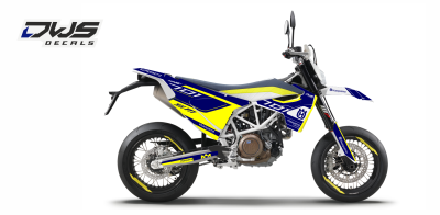 Complete stickerset decalset Decore Husqvarna Supermoto SM 701 2016 2017 2018 komplette Decore DWS decals MX graphics graphix aufklebe front fender rear fender side panels numbers fork protectors trimset nummerset radia radiatorscoops kotflugel gabelgesch