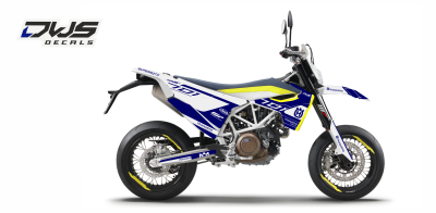 Complete stickerset decalset Decore Husqvarna Supermoto SM 701 2016 2017 2018 komplette Decore DWS decals MX graphics graphix aufklebe front fender rear fender side panels numbers fork protectors trimset nummerset radia radiatorscoops kotflugel gabelgesch