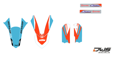 Trimset Ktm Sx 65 2016 2017 2018 model 8 blue orange Decals dekor design graphics aufklebe stickerset nummerset dws mx