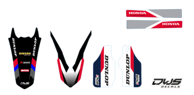 trimset Honda crf 450 2013 2014 2015 2016 Honda Crf 250 2014 2015 2016 Decals dekor design graphics aufklebe stickerset nummerset dws mx rear fender front fender fork protetcors swingarm achterbrug voorpootbeschermers gabelschutzer kotfluge