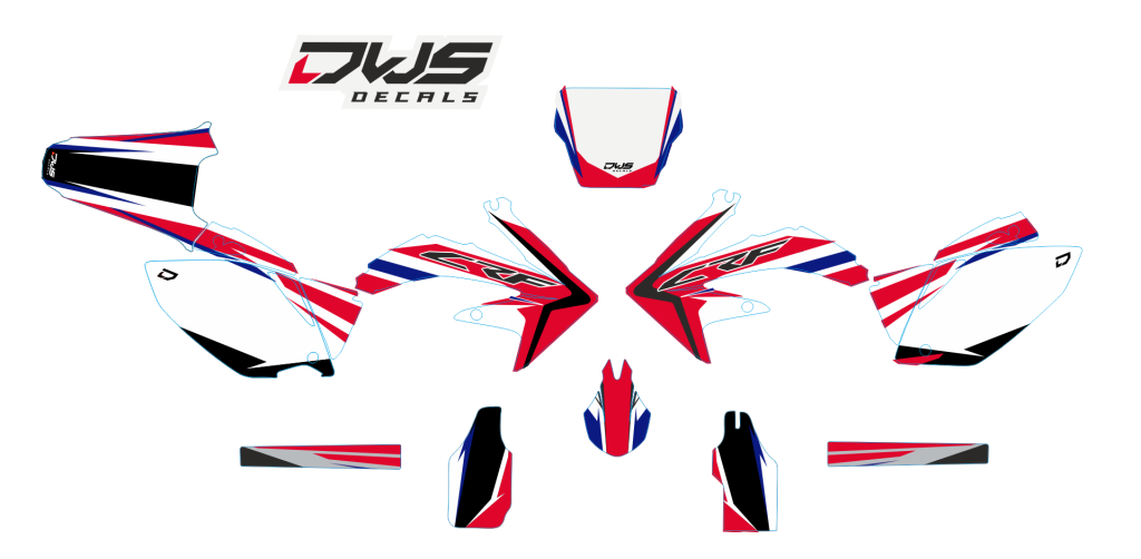 Volledige stickerset Honda CRF 250 2004 2005 2006 2007 2008 2009 Honda CRF 450 2005 2006 2007 2008 SET model 1 Set Decals dekor design graphics aufklebe stickerset nummerset dws mx