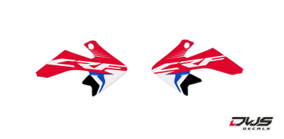 Radiatorscoops Honda CRf 50 2000 2001 2002 2003 2004 2005 2006 2007 2008 2009 2010 2011 2012 2013 2014 2015 2016 2017 2018 Decals dekor design graphics aufklebe stickerset nummerset dws mx model 1 Honda factory look graphic rear fender front fender forkpr