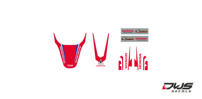 Trimset Honda CRf 50 2000 2001 2002 2003 2004 2005 2006 2007 2008 2009 2010 2011 2012 2013 2014 2015 2016 2017 2018 Decals dekor design graphics aufklebe stickerset nummerset dws mx model 1 Honda factory look graphic rear fender front fender forkprotector