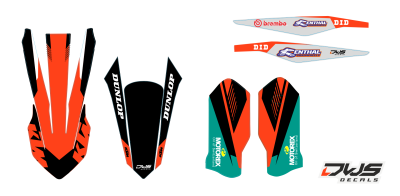 KTM SX 125 SX 250 SX-F 250 SX-F 350 SX-F 450 2016 blue-orange blauw -oranje DECALS DEKOR DESIGN GRAPHICS AUFKLEBE STICKERSET NUMMERSET DWS MX