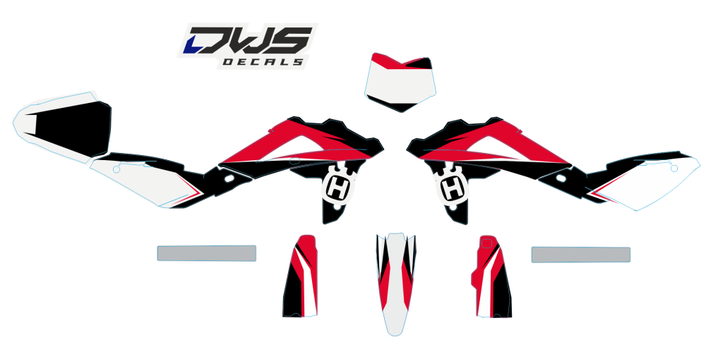 Complete set Husqvarna 250 450 510 2008 2009 2010 Model 2 rood zwart red black rot schwarzDecals dekor design graphics aufklebe stickerset nummerset dws mx