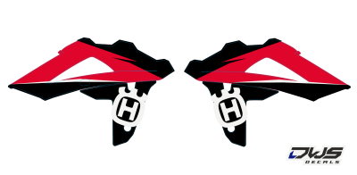 Radiaset Husqvarna 250 450 510 2008 2009 2010 Model 2  rood zwart red black rot schwarzDecals dekor design graphics aufklebe stickerset nummerset dws mx