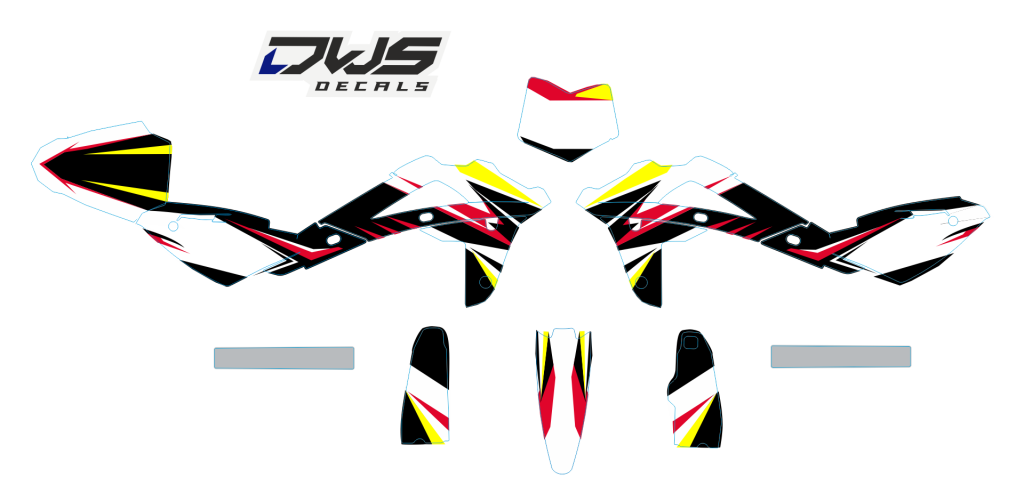 Complete stickerset Husqvarna 250 450 510 2008 2009 2010 Model 2 rood zwart geel red black yellow rot schwarz gelb Decals dekor design graphics aufklebe stickerset nummerset dws mx