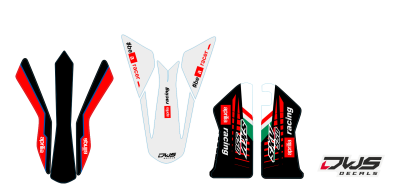 Trimset Aprillia SXV 450 550 Enduro complete stickerset decore decal set decal kit aufklebe nummerset trimset radiaset radiotor scoops front fender fork protectors rear fender kotflugel mx graphics dws decals front fender Kotflugel vorne voorspatbord rear