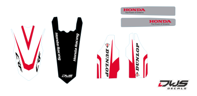 Complete stickerset Honda CRf 450 R XR 2017 Decals dekor design graphics aufklebe stickerset nummerset dws mx model 1 Honda factory look 2017 graphic rear fender front fender forkprotectors fluor yellow kabelgeschutzer kot flugel neon
