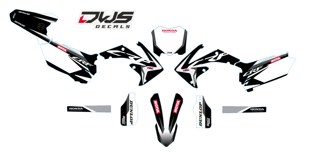 Volledige stickerset Honda CRF 450 2009 2010 2011 2012 Honda CRF 250 2010 2011 2012 2013 rood model 2Decals dekor design graphics aufklebe stickerset nummerset dws mx