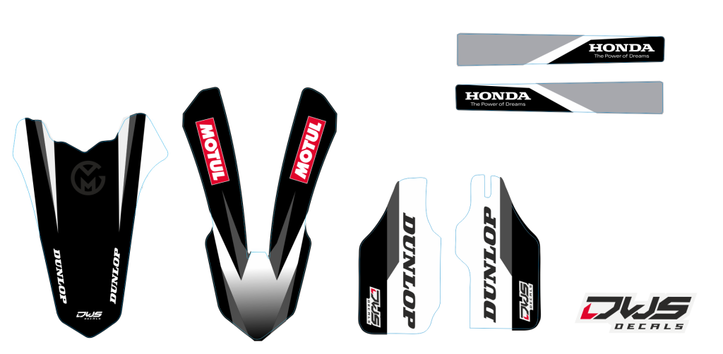 trimset Honda CRF 450 2009 2010 2011 2012 Honda CRF 250 2010 2011 2012 2013 rood model 2Decals dekor design graphics aufklebe stickerset nummerset dws mx