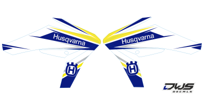 Radiaset Husqvarna 449 511 TE TC 2011 2012 2013 Geel blauw yellow blue gelb blau Decals dekor design graphics aufklebe stickerset nummerset dws mx