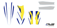 Trimset Husqvarna 449 511 TE TC 2011 2012 2013 Geel blauw yellow blue gelb blau Decals dekor design graphics aufklebe stickerset nummerset dws mx