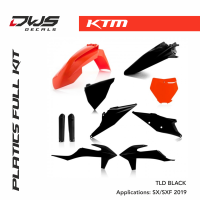 KTM plastics Sx Sx-F 2019 DWS decals Acerbis new front number plate front fender fork covers protectors radiator scoops shrouds side panels air box covers rear fender kotflugel gabelschutzer radiateurkappen nummern startnummer voorpoten voorspatbord super