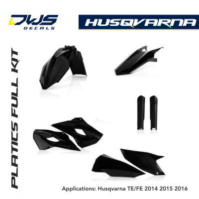 Husqvarna plastic TE FE 125 250 350 450 acerbis dws decals front fender rear fender side panels radiator shrouds fork protectors enduro mx supermoto 2014 2015 2016