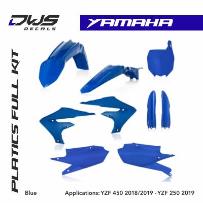 Plastics Yamaha YZF 450 250 YZ250F YZ450F 2018 2019 new Front number plate Fork protectors Front fender radiator shrouds Side panels rear fender mx decals dws decals kotflugel gabelschutzer voorpoot beschermers voorspatbord achterspatbord radiator kappen 