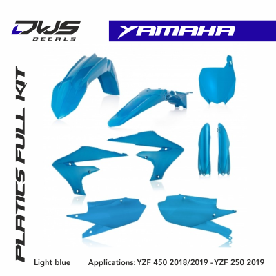 Plastics Yamaha YZF 450 250 YZ250F YZ450F 2018 2019 new Front number plate Fork protectors Front fender radiator shrouds Side panels rear fender mx decals dws decals kotflugel gabelschutzer voorpoot beschermers voorspatbord achterspatbord radiator kappen 