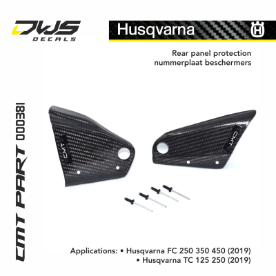 Husqvarna FC 250 350 450 2019 TC 125 250 2019 carbon side panel protectors nummer beschermers dws decals cmt rear panel protection stickerbeschermers