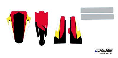 Trimset Husqvarna 250 450 510 2008 2009 2010 Model 4  rood zwart geel red black yellow rot schwarz gelb Decals dekor design graphics aufklebe stickerset nummerset dws mx