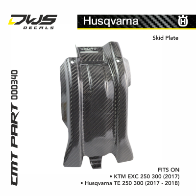 husqvarana carbon carbonnen skidplate bodemplaat  cmt parts dws decasl mx• KTM EXC 300 (2017) • KTM EXC 250 (2017) • Husqvarna TE 300 (2017 - 2018) • Husqvarna TE 250 (2017 - 2018)
