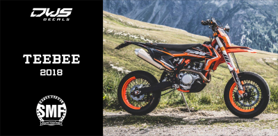 SMF supermofools Teebee 2018 blue medal ktm exc 125 250 350 450 2017 2018 2019 dws decals front fender supoermoto supermotard side panel s fork protectors radiator shrouds blue ltm plastic rear fender swingarm decals