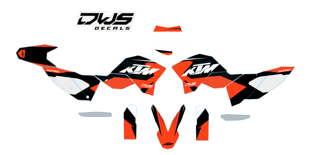 Complete stickerset KTM SX SX-F 125 150 250 350 450 2007 2008 2009 2010 2011 front number front fender fork protectors radiator shrouds side panels swingarm rear fender vsupermoto supermotard superbiker dws Decals dekor design graphics aufklebe stickerset