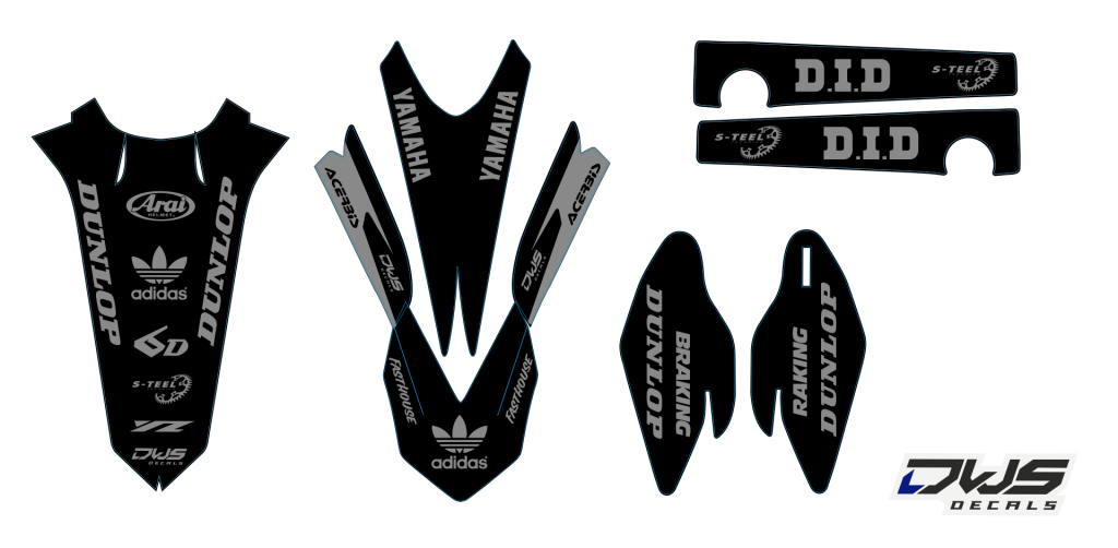 Trimset Yamaha YZ 125-250 2015 2016 Decals dekor design graphics aufklebe stickerset nummerset dws mx