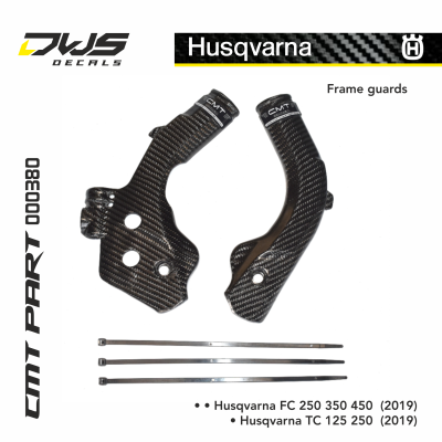 CARBON FRAME GUARDS for HUSQVARNA FC 250 2019  COD #: 000380 FITS ON • Husqvarna FC 250 (2019) • Husqvarna FC 350 (2019) • Husqvarna FC 450 (2019) • Husqvarna TC 125 (2019) • Husqvarna TC 250 (2019) WEIGHT 150 g Carbon frame guard