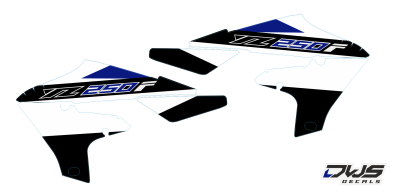 Yamaha YZF 450 2018 2019 complete stickerset decore decalkit front fender rear fender numberplate fork protetctors radiatorscoops side panels swingarm kotflugel mx supermotard dws decals voorsptabord achterspatbord nummers radia tank