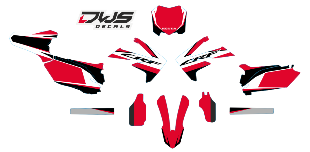 Volledige stickerset Honda CRF 450 2009 2010 2011 2012 Honda CRF 250 2010 2011 2012 2013 rood model 2Decals dekor design graphics aufklebe stickerset nummerset dws mx