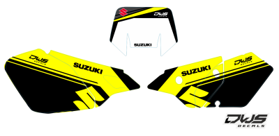 Suzuki DRZ 2000 2001 2002 2003 2004 2005 2006 2007 2008 2009 2010 2011 2012 2013 2014 2015 2016 2017 2018 2019 front number front fender rear fender side panel radiator scoops swingarm fork protetcors mx decore kotflugel decals stickers augfklebe cross dw