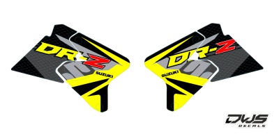 Suzuki DRZ 2000 2001 2002 2003 2004 2005 2006 2007 2008 2009 2010 2011 2012 2013 2014 2015 2016 2017 2018 2019 front number front fender rear fender side panel radiator scoops swingarm fork protetcors mx decore kotflugel decals stickers augfklebe cross dw