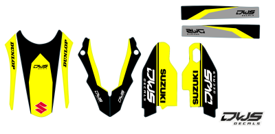 Suzuki DRZ 2000 2001 2002 2003 2004 2005 2006 2007 2008 2009 2010 2011 2012 2013 2014 2015 2016 2017 2018 2019 front number front fender rear fender side panel radiator scoops swingarm fork protetcors mx decore kotflugel decals stickers augfklebe cross dw