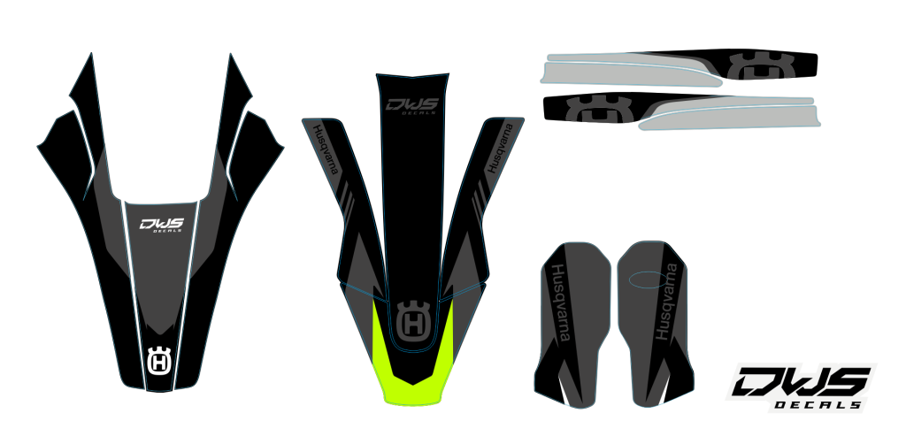 Trim kit decal stickerset Husqvarna TC 125 FC 250 350 450 FS 450 2016 2017 2018 Decals dekor design graphics aufklebe stickerset nummerset dws mx side panel front dender rear fender kotflugel swingarm forkprotetcors supermotard superbiker supermoto nummer
